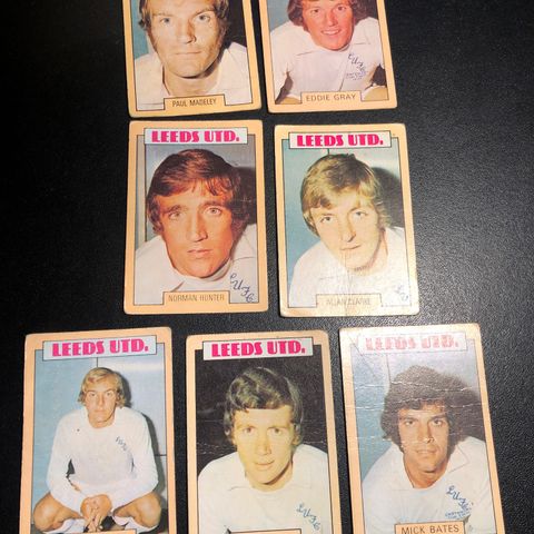 Leeds United A&BC 1973 Engelske fotballkort 7 stk selges samlet