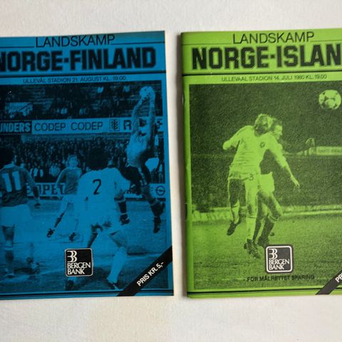 Program  2 stk Norge landskamper fra 1980