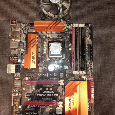 I7 4790 Prosessor, Motherboard, 24GB ram, CD spiller for datamaskin