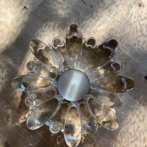 Telys varmer til tekanne i krystall, vintage fra Georgshutte