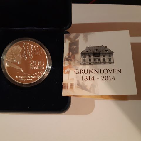 Norge  - 200-Kroner - Sølv-minnemynt - Grunnloven 1814-2014.