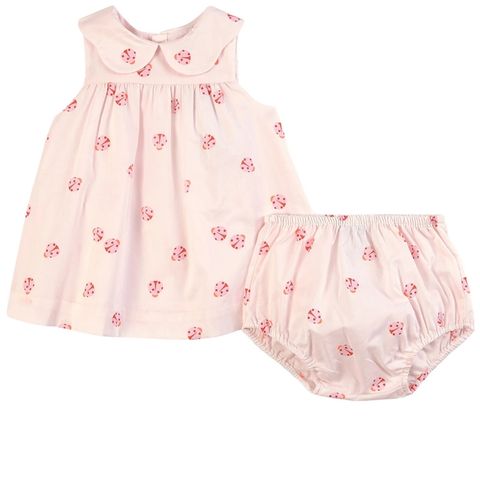 New JACADI baby girl organic cotton set of dress and bloomers, size 3M/60 cm