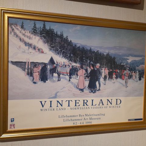 "Vinterland",plakat av Gustav Wentzel's maleri laget til OL på Lillehammer, 1994