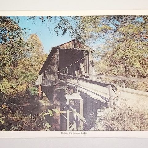 VINTAGE LAMINERT FOTO.HISTORIC OLD COVERED BRIDGE.Nr.2