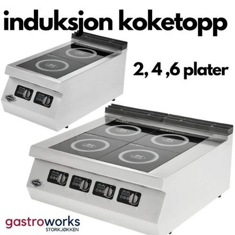 Induksjon koketopp - Induksjon Kokebord 2,4 og 6 plater fra Gastroworks