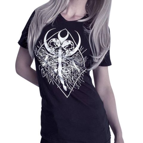 Gothic t-skjorte med skulls and moon trykk, som ny, kan sendes, black metal
