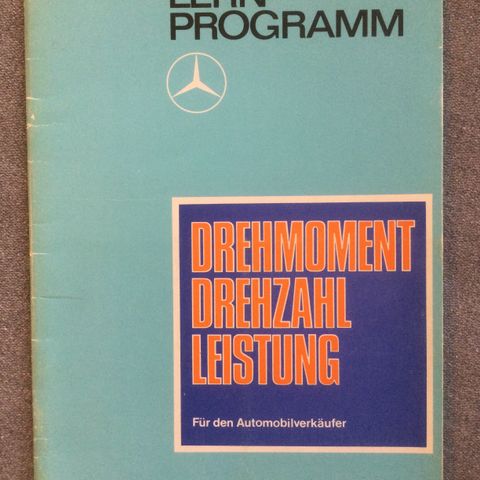 Gammel Mercedes lærebok «lern programm» fra 1975