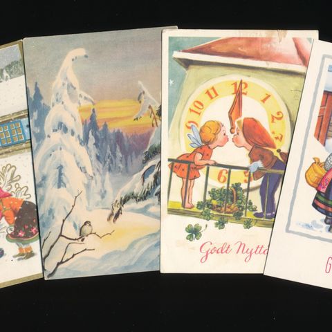 ** LOTT 4 STK JULEKORT. GOD JUL & GODT NYTTÅR. STPL 1953 ** REF. 8299