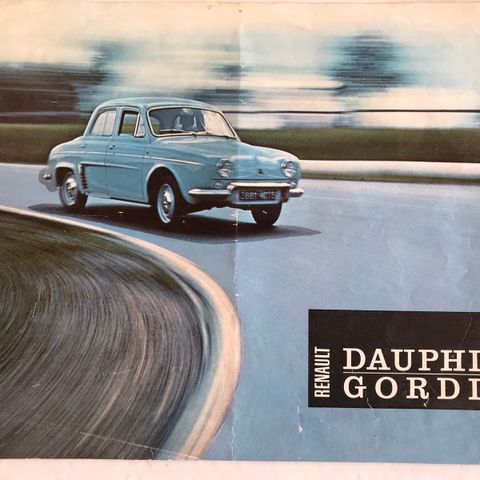 Bilbrosjyre Renault DAUPHINE - GORDINI.