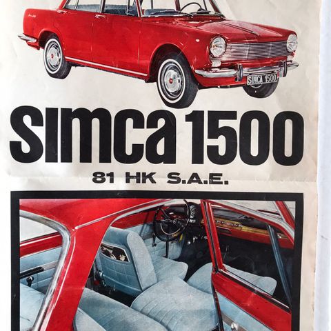 Bilbrosjyre SIMCA 1300 1500