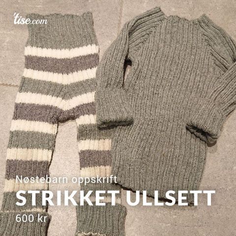 Hjemmestrikkede ullsett str 1-2 år.