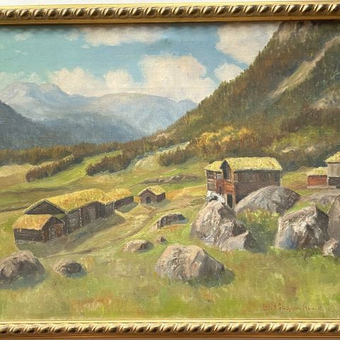 Paul Coucheron Aamot (1911-1952). Oljemaleri "Rygnestad-Nordigard". Valle. Sign.