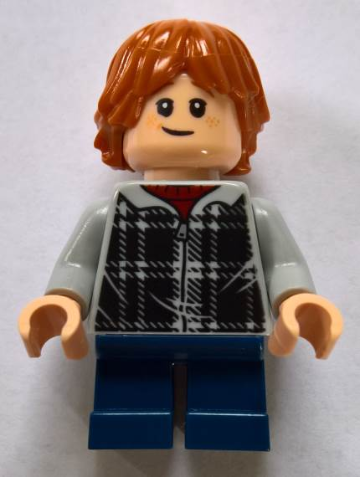 100% Ny Lego Harry Potter minifigur Ron Weasley plaid hoodie (ikke satt sammen)
