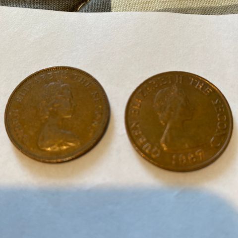 1 stk Two New Pence 1975 og 1stl fra 1987