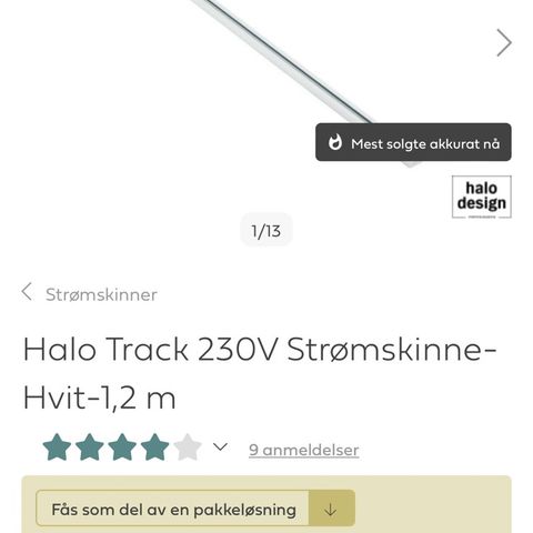 Halo track strømskinne 1,2 m hvit UÅPNET