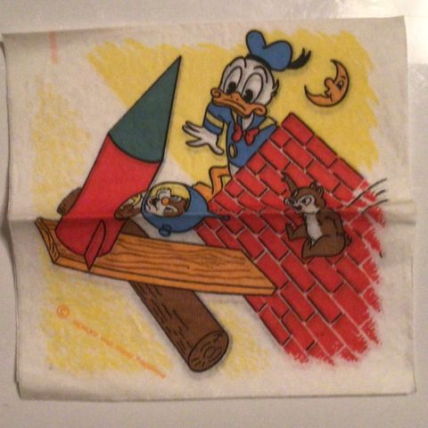 Donald Duck, Snehvit og Jungelboken barneservietter fra 70-tallet