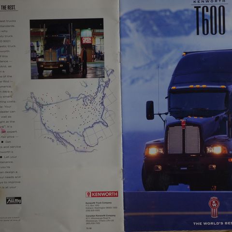 Kenworth T600 og T2000 brosjyrer ca 1996