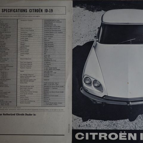 CITROEN ID-19 1968 brosjyre