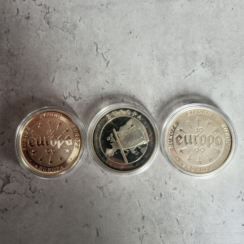 3 stk Europe Europa EU 1999 Medalje