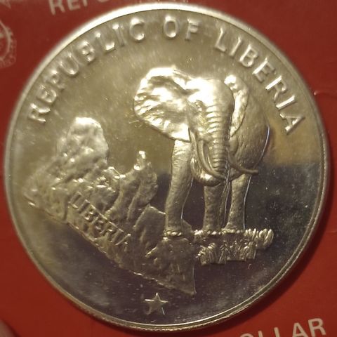 Liberia 5 dollars 1975 PROOF .900 sølv San Francisco mint NY PRIS