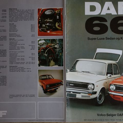 DAF 66 Super Lux Sedan og Kombi ca 1972 brosjyre