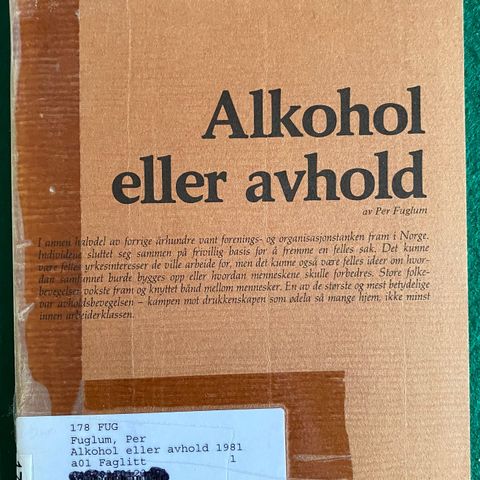 Alkohol eller avhold særtrykk fra Norges Kulturhistorie