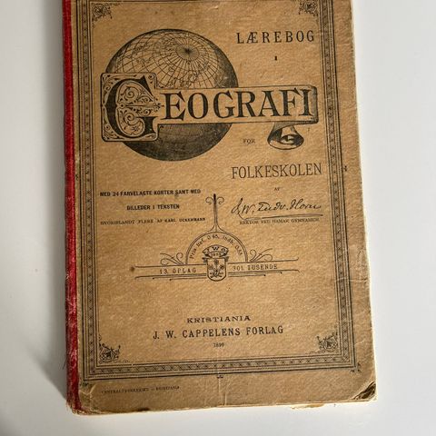 Antikvariat: Geografibok fra 1899