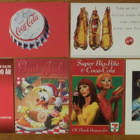 6 stk Coca-Cola postkort