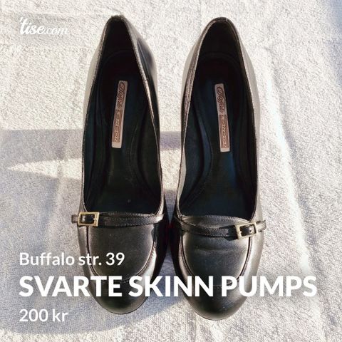 Svarte Buffalo pumps i str. 39