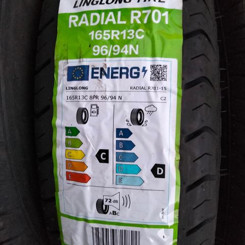 dekk 165 R13C R701  96/94 N = max 710/670 kg M+S radial