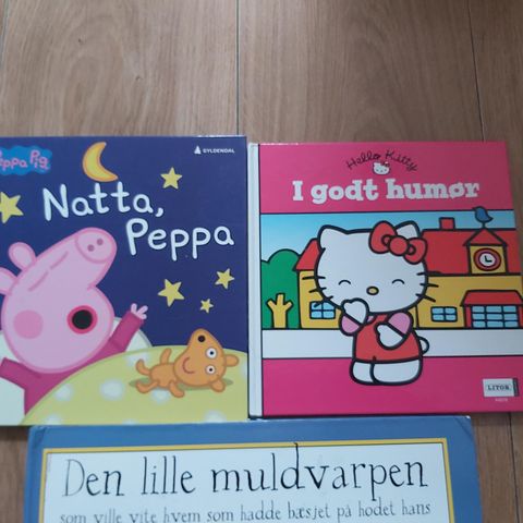 3 stk av 5 igjen. Gode Barnebøker. Peppa, Kitty, Pinocchio.