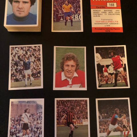 63 stk ulike Panini Top Sellers 77 England Fotballkort 1977 ubrukte sjeldne