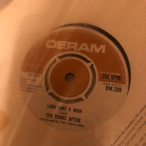 Ten Years After: Love like a man i 45 og  33 1/2  RPM fra 1970, SP selges