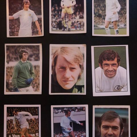 14 stk ulike Leeds United Panini Top Sellers 1972 - 1977 Fotballkort 1977