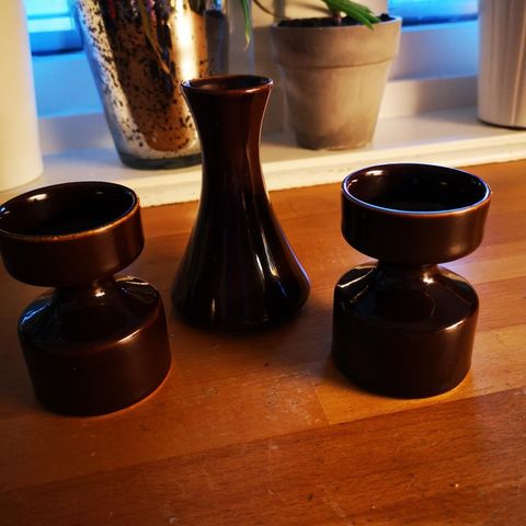 Vintage Figgjo vase og 2  lysestaker - 70 tallet