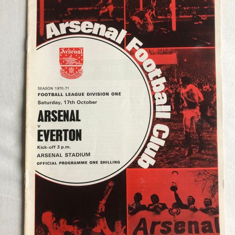 Program  Arsenal (double vinnere) - Everton 1970-1971