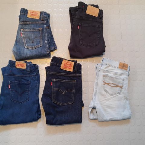 Levis bukser 12 år; modell 510 og 520, Abercrombie slim