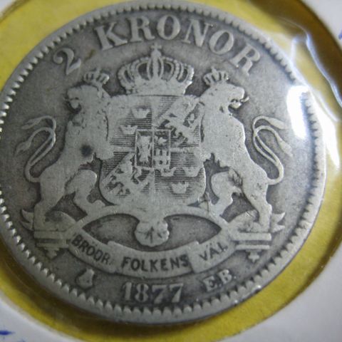 2 kr Sverige 1877 sølv