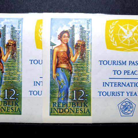 Indonesia 1967 - utskriftsfeil - fargeskift, postfrisk - 2 stk. sett