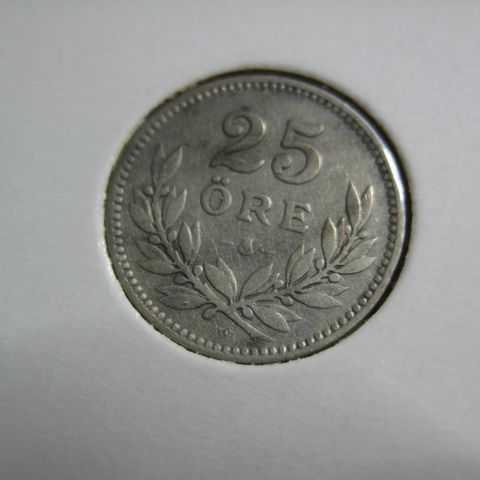 25 øre Sverige 1919 sølv kv 0/01