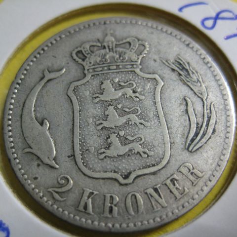 2 Kr Danmark 1876 sølv