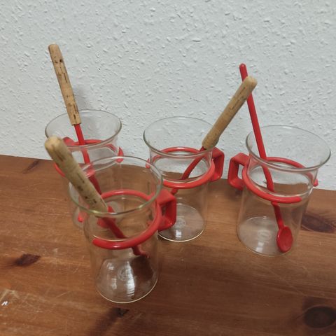 4 Retro Bodum teglass m skjeer