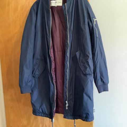 Jean Paul long Bomber Jacket str XS mørk blå