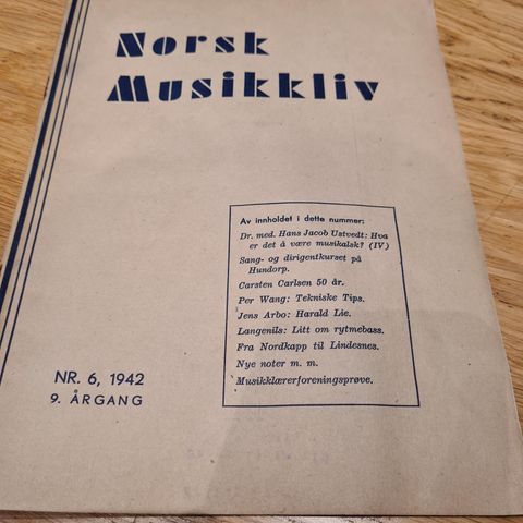 Norsk Musikkliv nr. 6, 1942