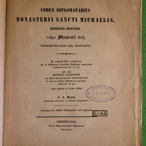 Antikvarisk bok av P. A. Munch (1845)