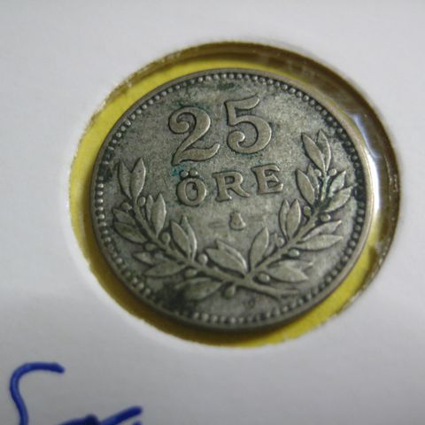 25 øre Sverige 1914 sølv