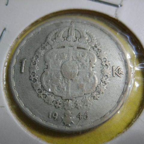 1 kr Sverige 1946 sølv