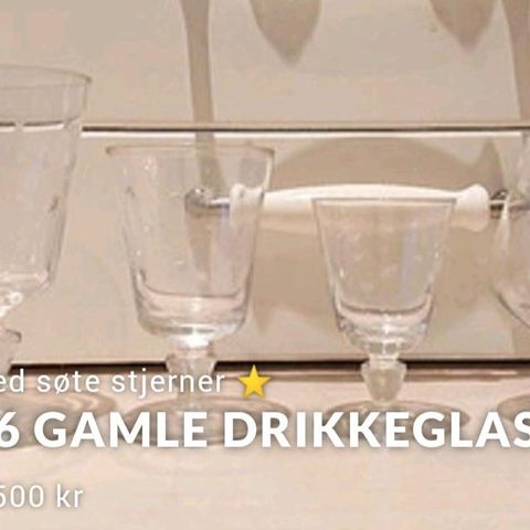 56 gamle drikkeglass selges samlet.