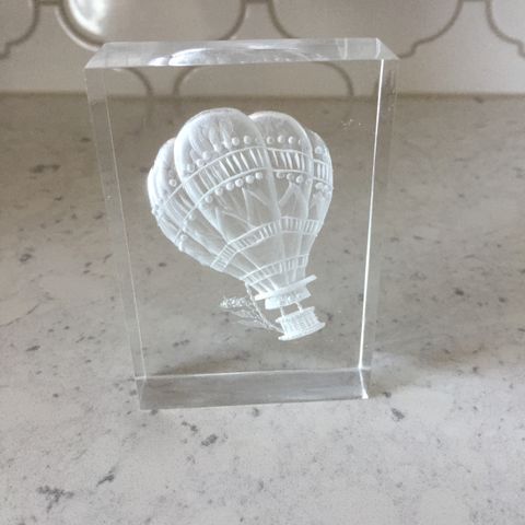 3D Carved Acrylic Block - Hot Air Balloon
