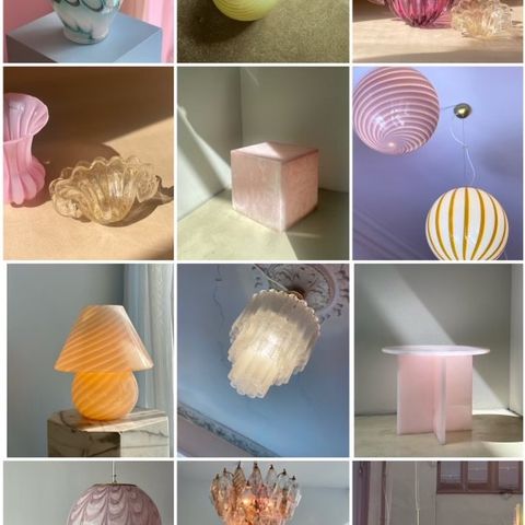 Murano taklamper, bordlamper, vegglamper, vaser, lysekroner og mye, mye mer